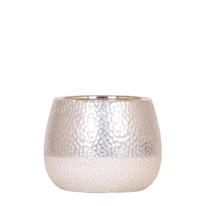 Pote de cerâmica decorativo prata elite