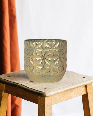 Pote Linske Dourado Brilhante 21 cm