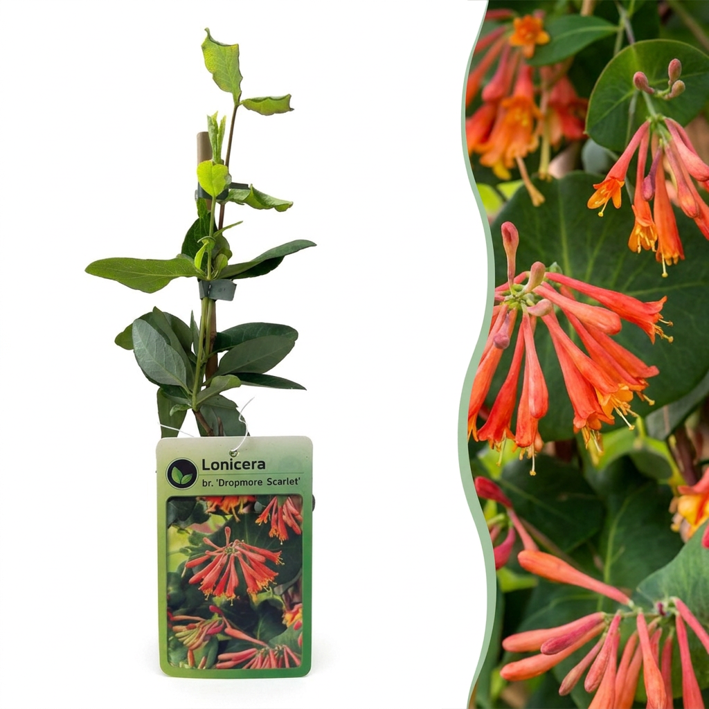 Chèvrefeuille Dropmore Scarlet - Lonicera × brownii - H 35 cm, pot Ø9 cm - photo 7